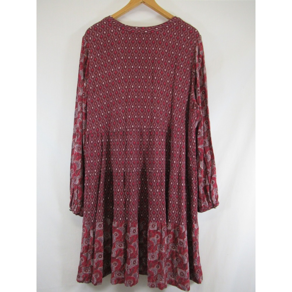 Anthropologie Maeve Tiered Mini Dress Plus Size 2X Long Sleeve V-neck Boho - Picture 7 of 7